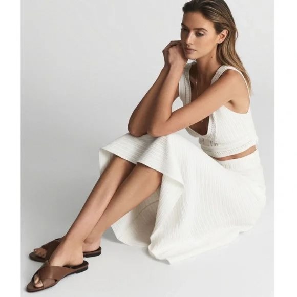 Reiss Brooke Slide Flat SANDALS Size 38 7.5 Brown Leather NEW $225 - Picture 14 of 15